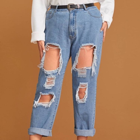 SHEIN Denim - Ripped high waisted jeans (3 for $20) SHEIN plus